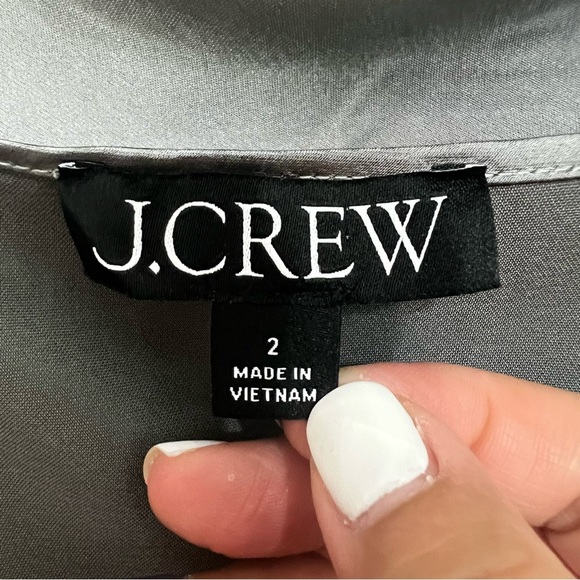 J. Crew 2 Gray Silver Satin 90s Quiet Luxury Minimalist Fairy Midi Slip Dress - Picture 9 of 11